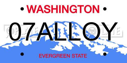 07ALLOY Washington License Plate