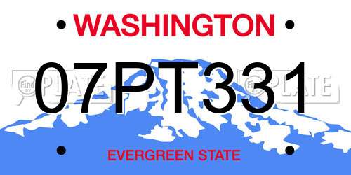 07PT331 Washington License Plate