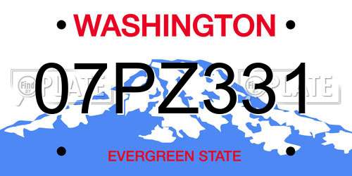 07PZ331 Washington License Plate