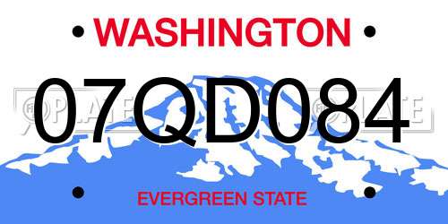 07QD084 Washington License Plate