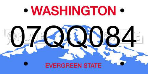07QQ084 Washington License Plate