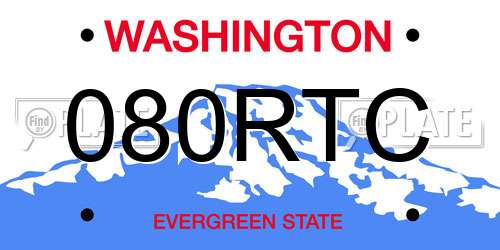 080RTC Washington License Plate