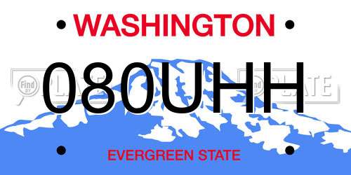 080UHH Washington License Plate