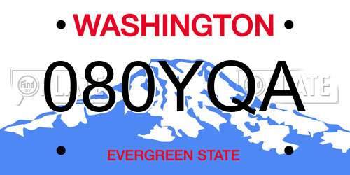 080YQA Washington License Plate