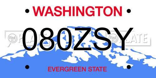 080ZSY Washington License Plate