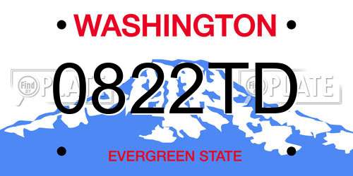 0822TD Washington License Plate