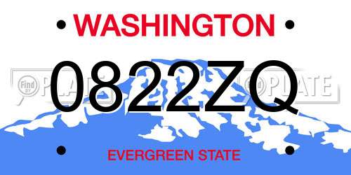 0822ZQ Washington License Plate