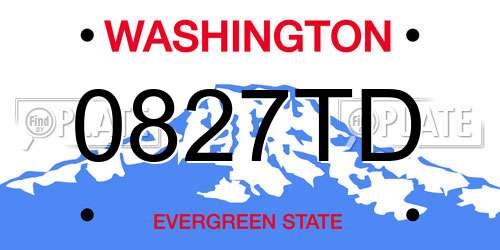 0827TD Washington License Plate