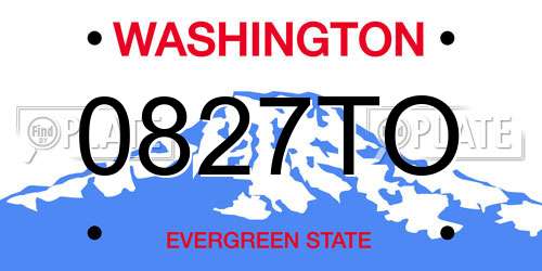 0827TO Washington License Plate