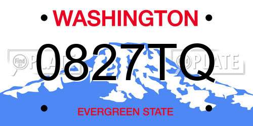 0827TQ Washington License Plate