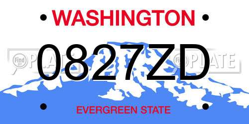 0827ZD Washington License Plate