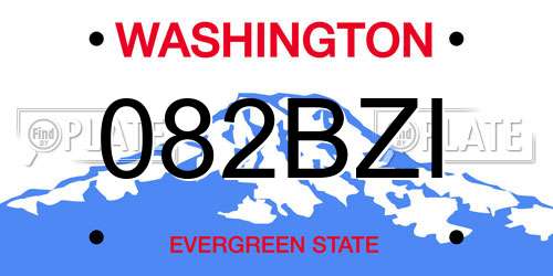 082BZI Washington License Plate