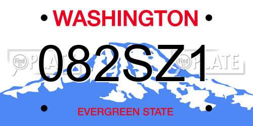 082SZ1 Washington License Plate