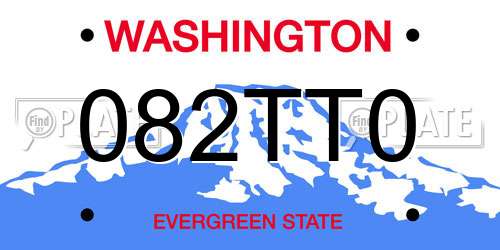 082TT0 Washington License Plate