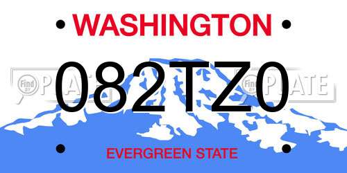082TZ0 Washington License Plate