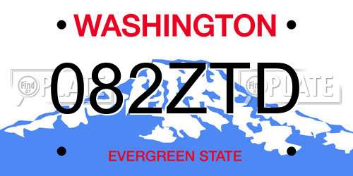 082ZTD Washington License Plate