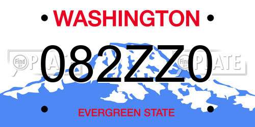 082ZZ0 Washington License Plate