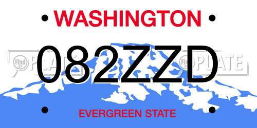 082ZZD Washington License Plate