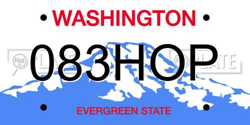 083HOP Washington License Plate