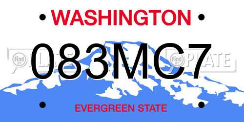 083MC7 Washington License Plate