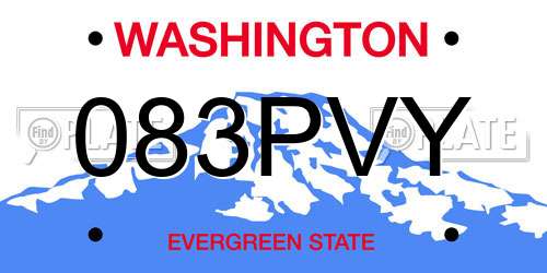 083PVY Washington License Plate