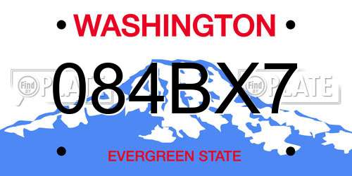 084BX7 Washington License Plate