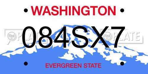 084SX7 Washington License Plate