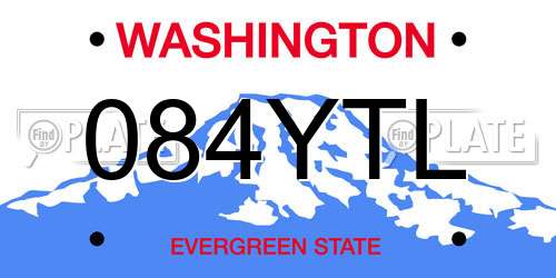 084YTL Washington License Plate