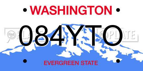 084YTO Washington License Plate
