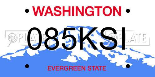 085KSI Washington License Plate