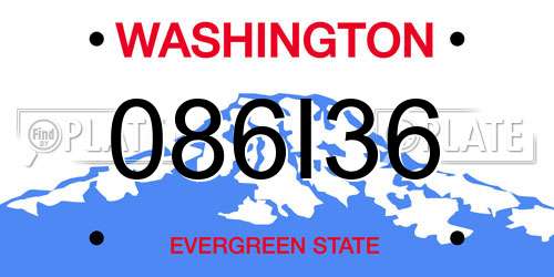 086I36 Washington License Plate
