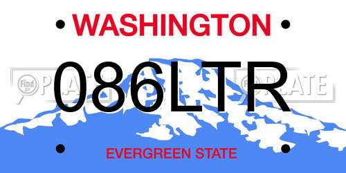 086LTR Washington License Plate