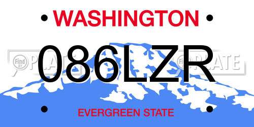 086LZR Washington License Plate