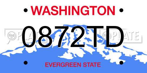 0872TD Washington License Plate