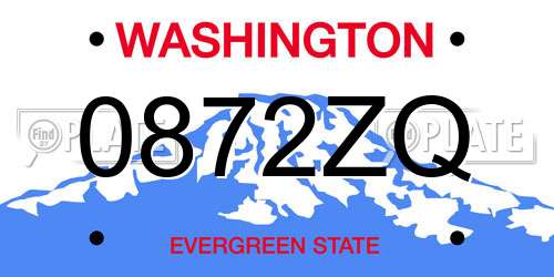 0872ZQ Washington License Plate