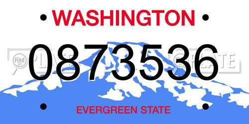 0873536 Washington License Plate