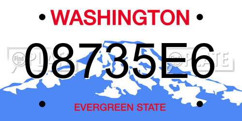 08735E6 Washington License Plate