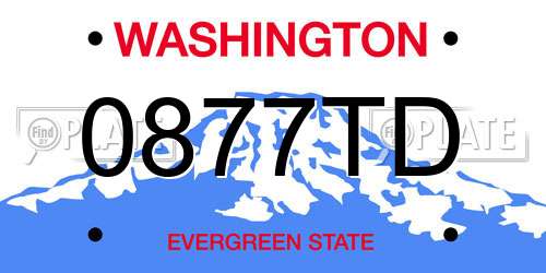 0877TD Washington License Plate