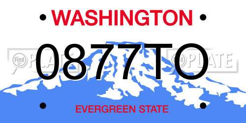 0877TO Washington License Plate