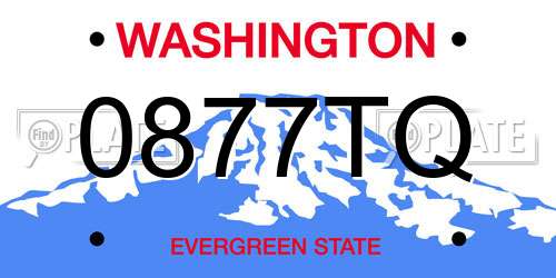 0877TQ Washington License Plate
