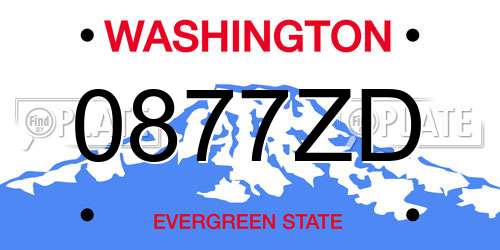 0877ZD Washington License Plate