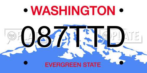 087TTD Washington License Plate