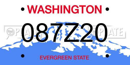 087Z20 Washington License Plate