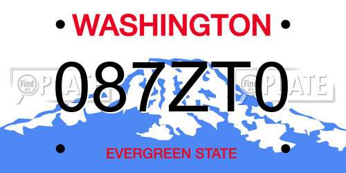 087ZT0 Washington License Plate