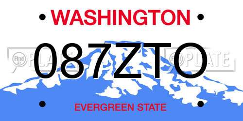 087ZTO Washington License Plate