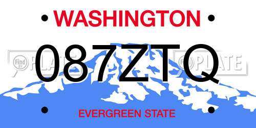 087ZTQ Washington License Plate