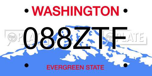 088ZTF Washington License Plate