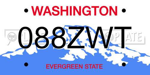 088ZWT Washington License Plate