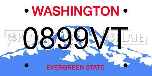 0899VT Washington License Plate