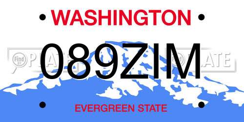 089ZIM Washington License Plate
